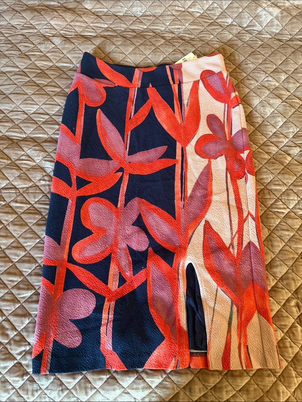 Maeve Navy and Coral Floral Pencil Skirt - Picture 1 of 3